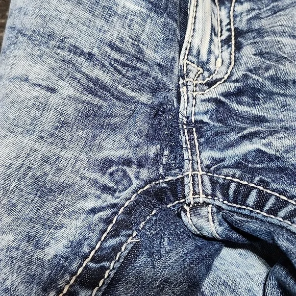 MISS ME EMBROIDERED FAUX-FLAP RHINESTONES ACID-WASH SIGNATURE SKINNY DEN… - Picture 12 of 15